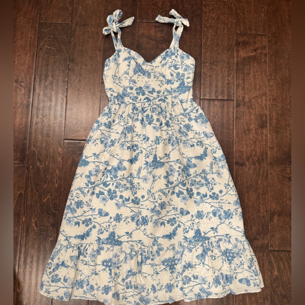 Steve Madden Blue and White Floral Midi Dress